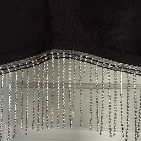 NWT knit stretch crop top with rhinestone fringe detail. - Picture 2 of 2